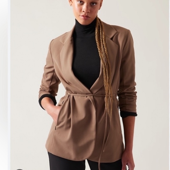 Athleta Jackets & Blazers - Athleta Endless Blazer Primatwill Open Front with Waist Tie Black Size 0 NWOT
